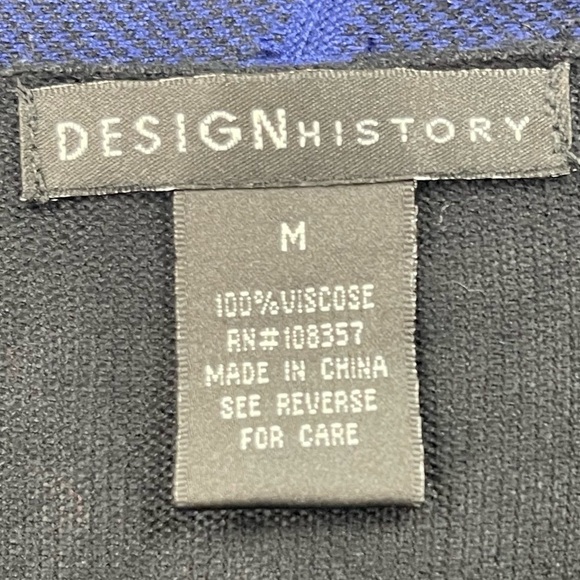 Design History Cardigan Sweater Womens Medium Blue Black Striped Open Front - Picture 5 of 6